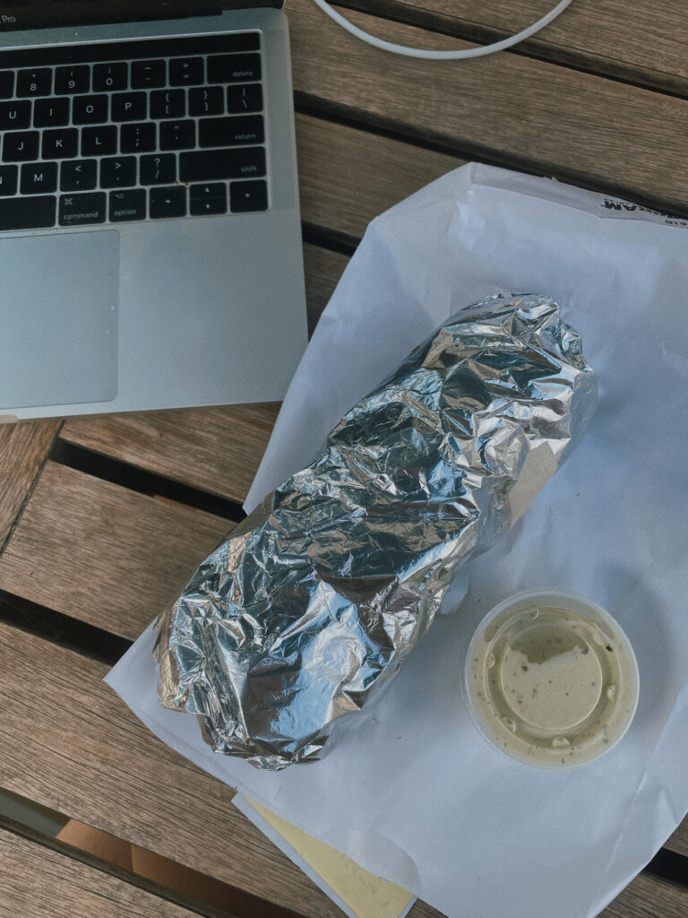 breakfast burrito in tinfoil 