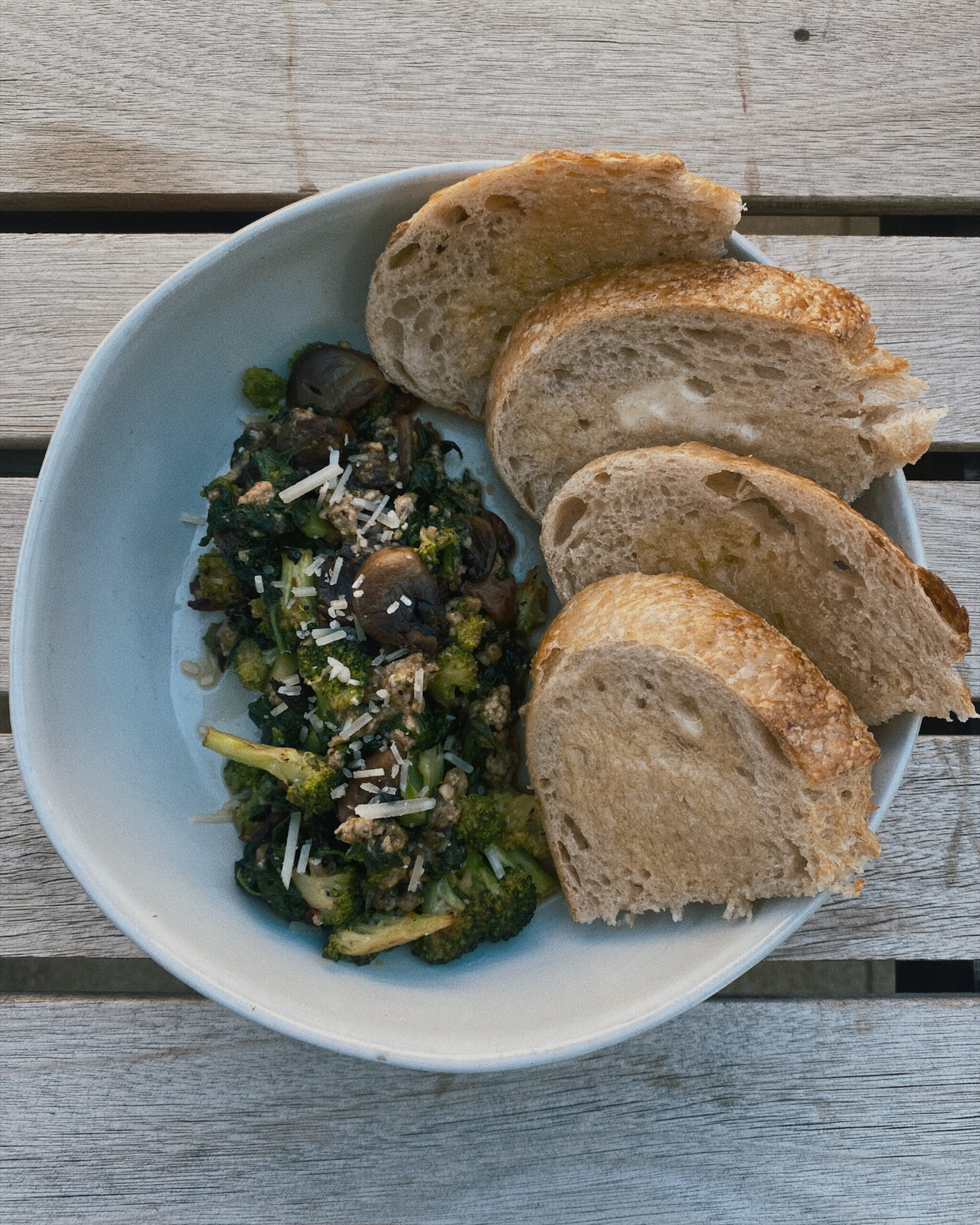 toast and broccoli skillet