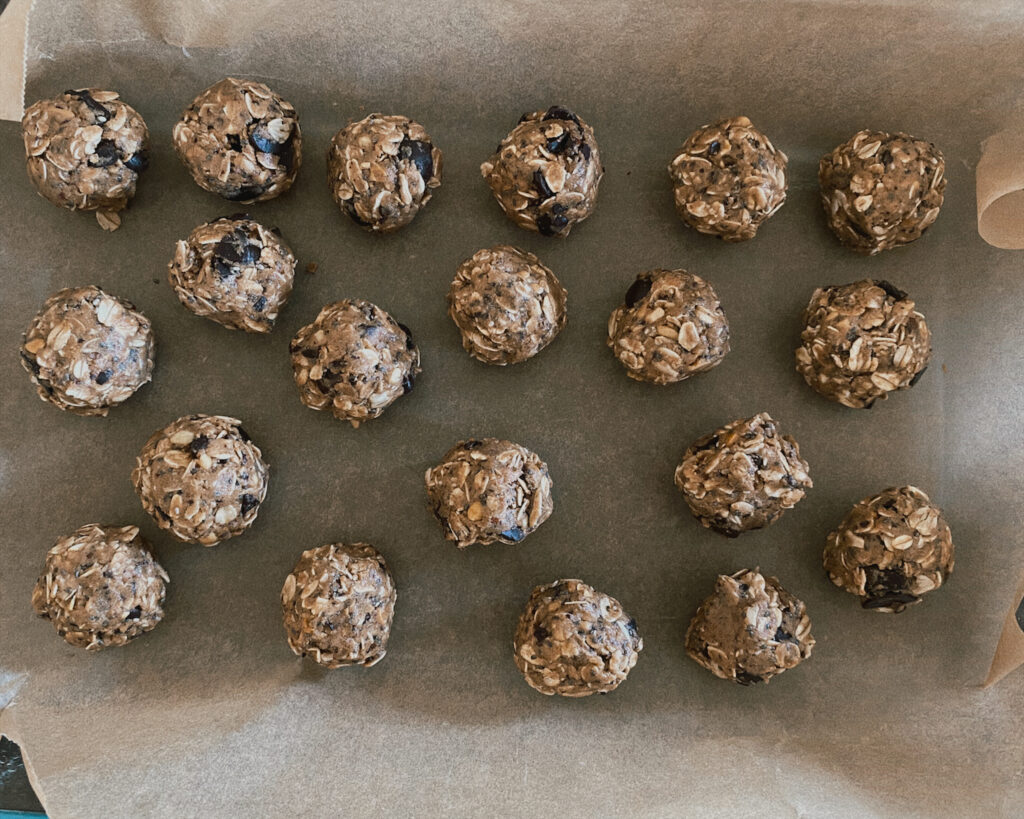 Rolled almond butter bites